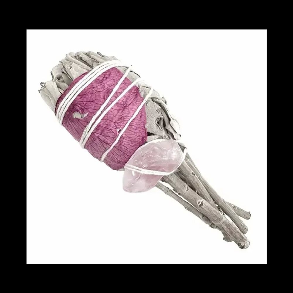Scents - White Sage Petal Torch with Rose Quartz 25-30g 11cm - ARABESK