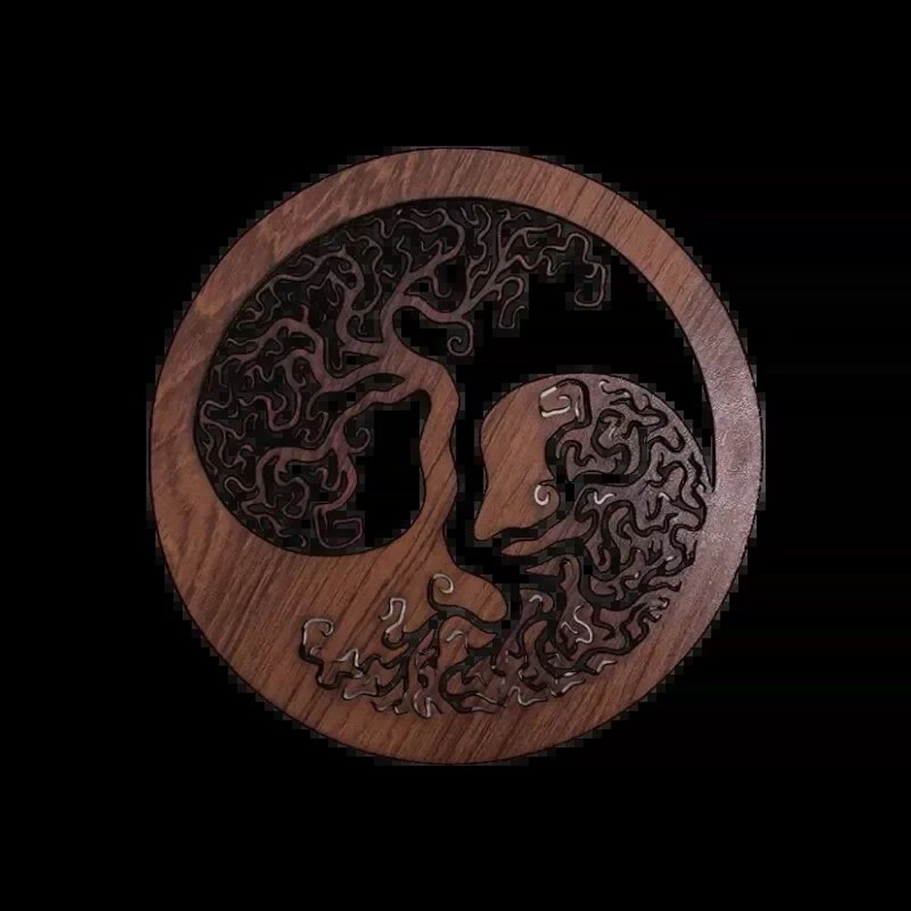Wireless lamps - Ying Yang Tree of Life Wooden Magnetic Panel - ARABESK
