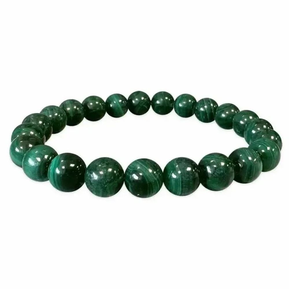 Bracelets - Dark AA Malachite Bracelet Beads 8-9mm - ARABESK