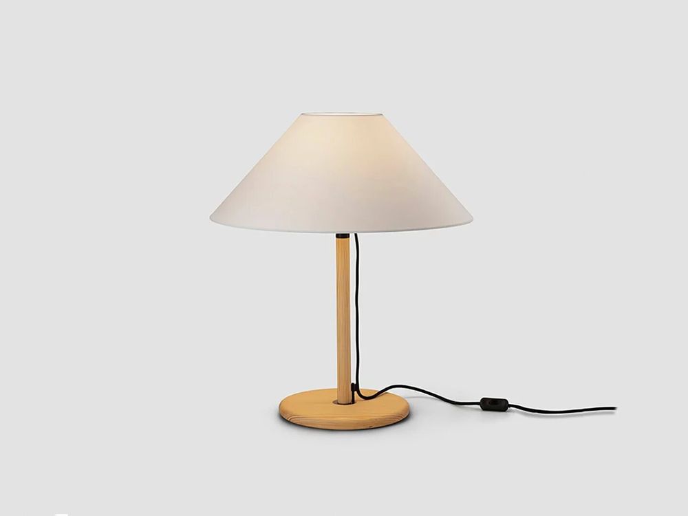 Lampes de table - CLASICA lampe à poser en bois de pin mélis finition naturelle ou noire - LUXCAMBRA