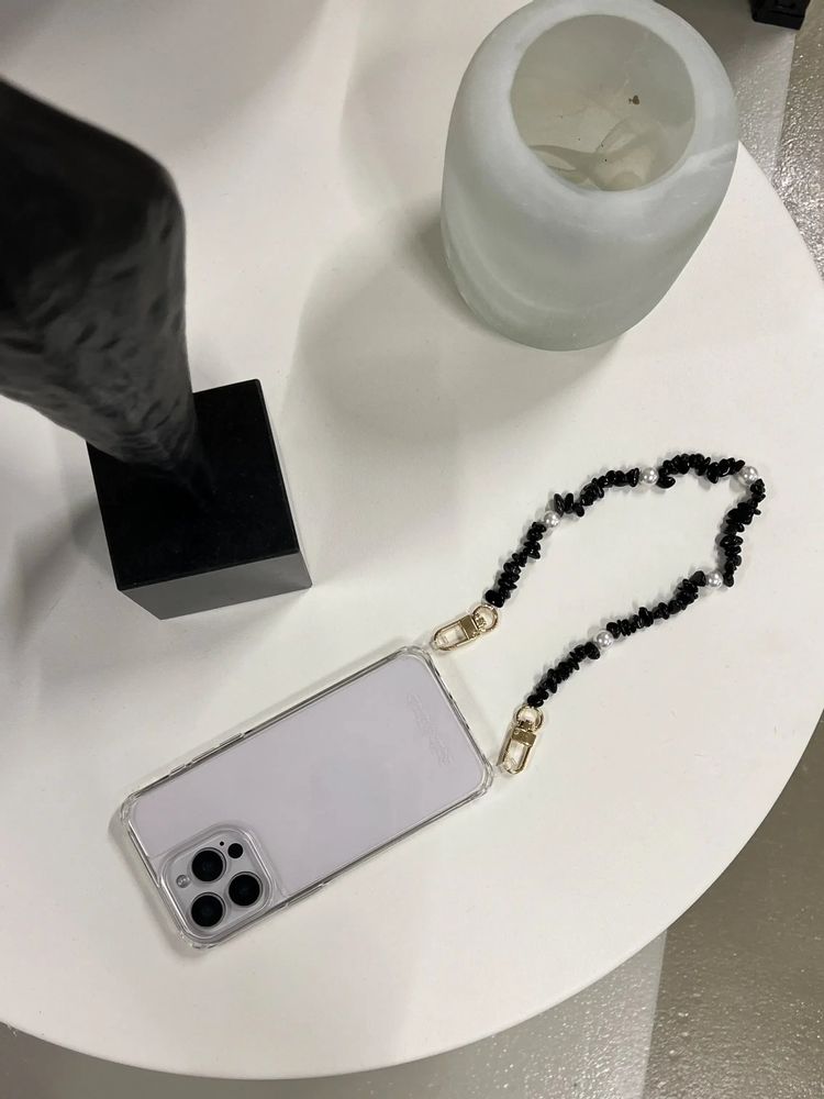 Gifts - Shell Whisper Short PHONE STRAP BLK - FOLIE À TROIS