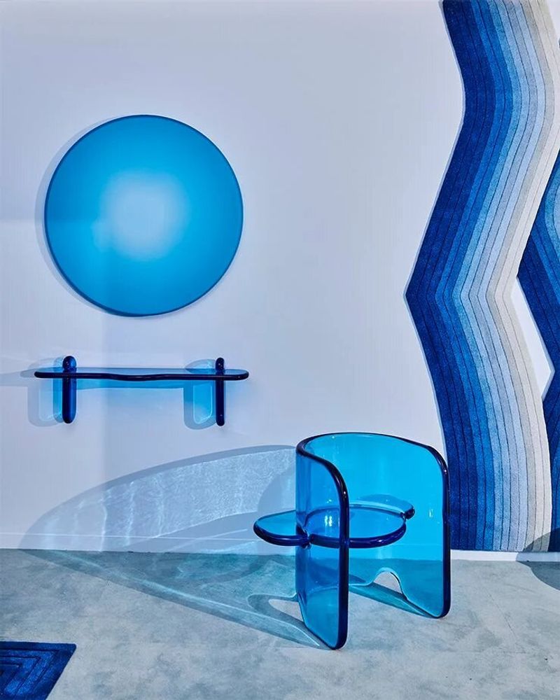 Shelves - PLUMP Shelf in Blue Polyurethane Resin - TULESTE FACTORY