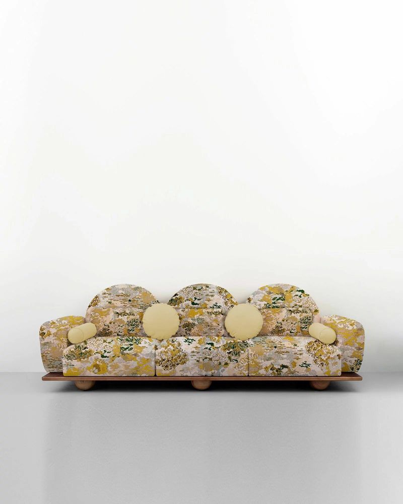 Canapés - Canapé 'Beice' en tissu à motifs citron vert et noyer - TULESTE FACTORY