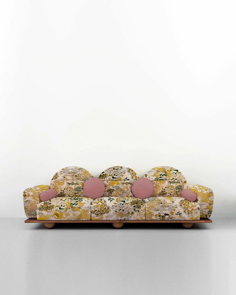 Canapés - Canapé 'Beice' en tissu à motifs citron vert et noyer - TULESTE FACTORY