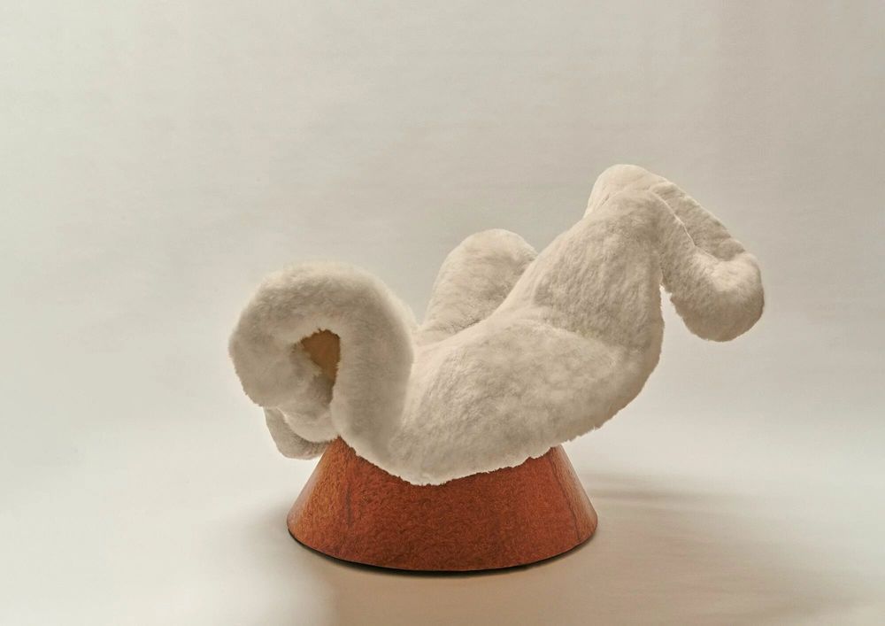 Fauteuils - Chaise Anémone en fourrure d'alpaga et placage de bois par Brandi Howe - TULESTE FACTORY