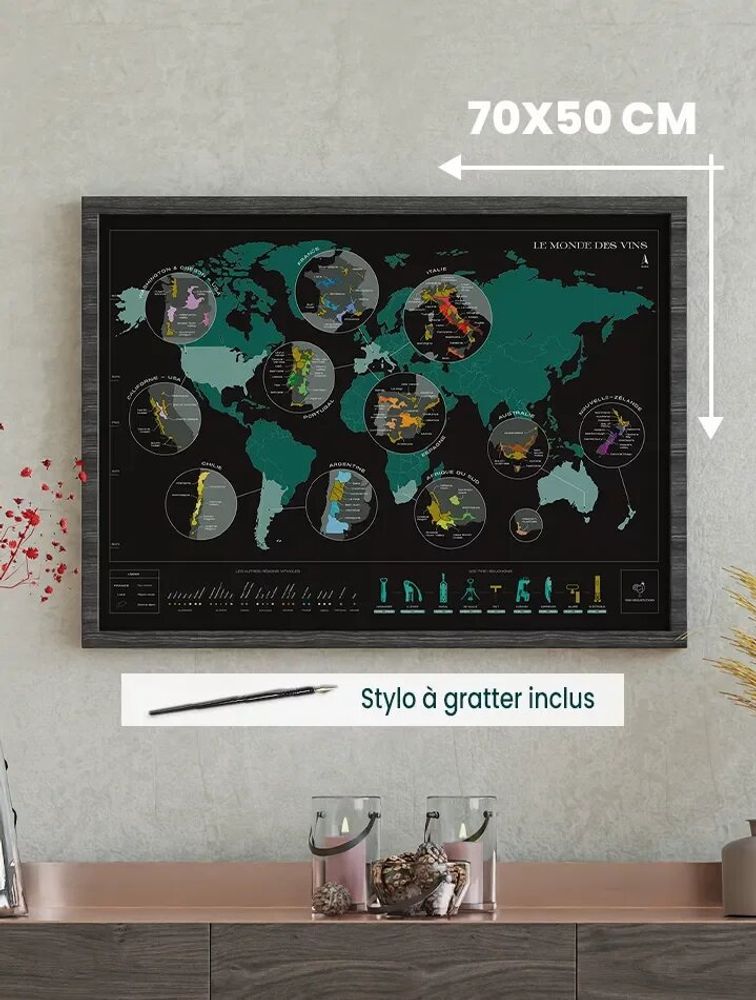 Decorative objects - Scratch off wine map - World - 1020 DÉGUSTATIONS