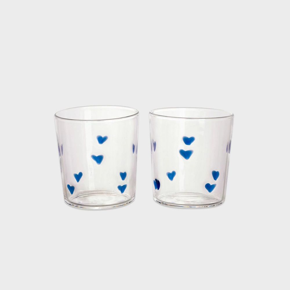 Glass - Glass hearts / set of 2 - blue - AND NOOK