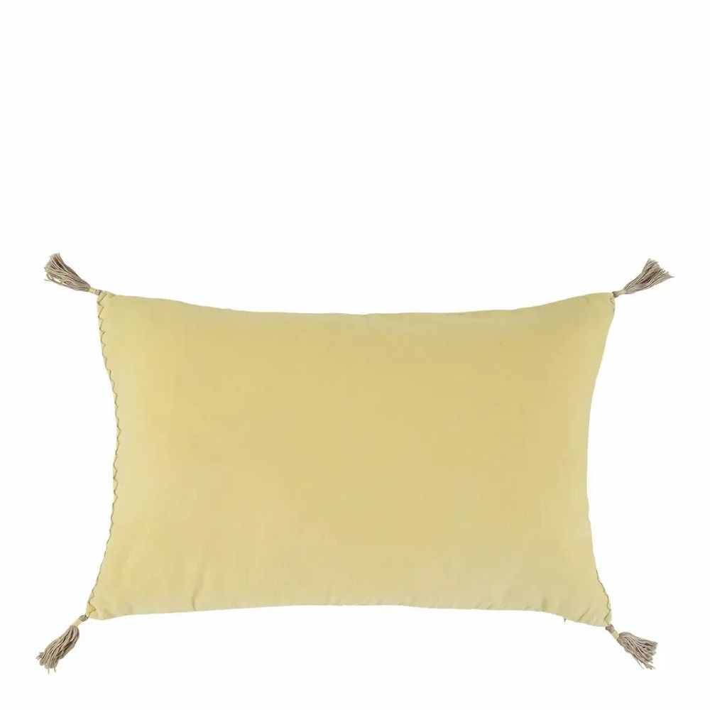 Coussins textile - Housse de coussin MATTEO velours de coton jaune pastel 40x60 - BLANC D'IVOIRE