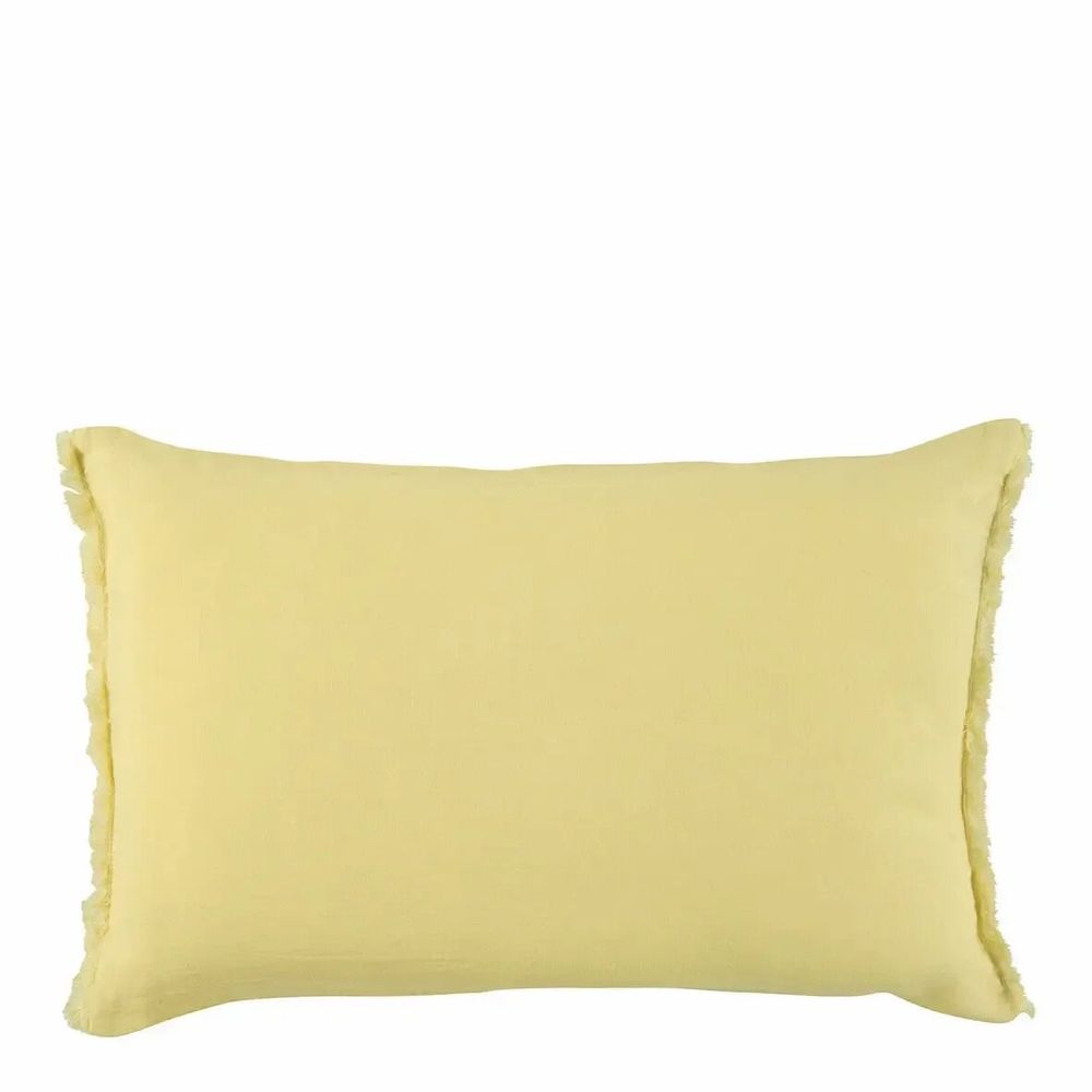 Coussins textile - Housse de coussin CHLOE lin lavé jaune pastel 60x40 - BLANC D'IVOIRE