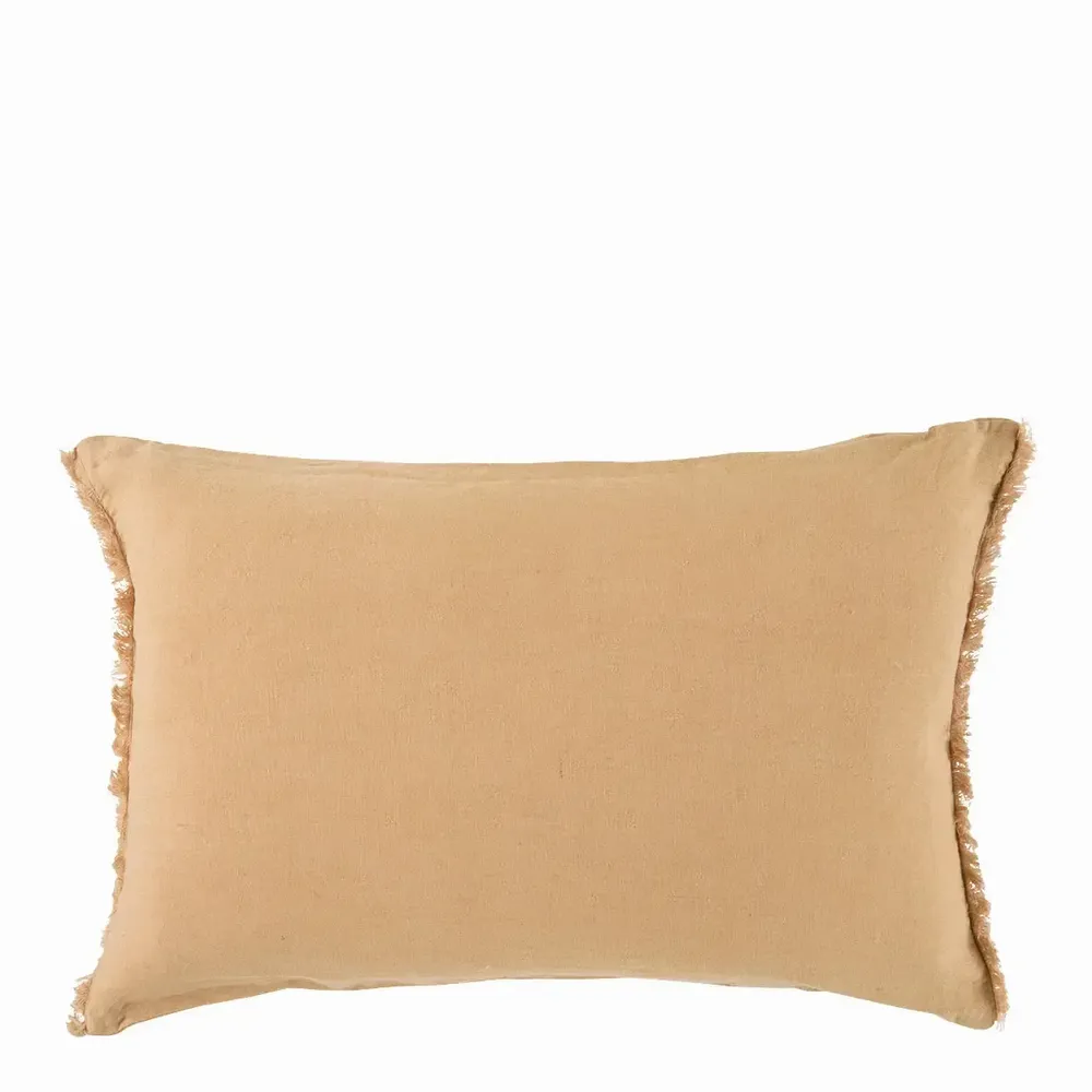 Coussins textile - Housse de coussin CHLOE lin lavé abricot 60x40 - BLANC D'IVOIRE