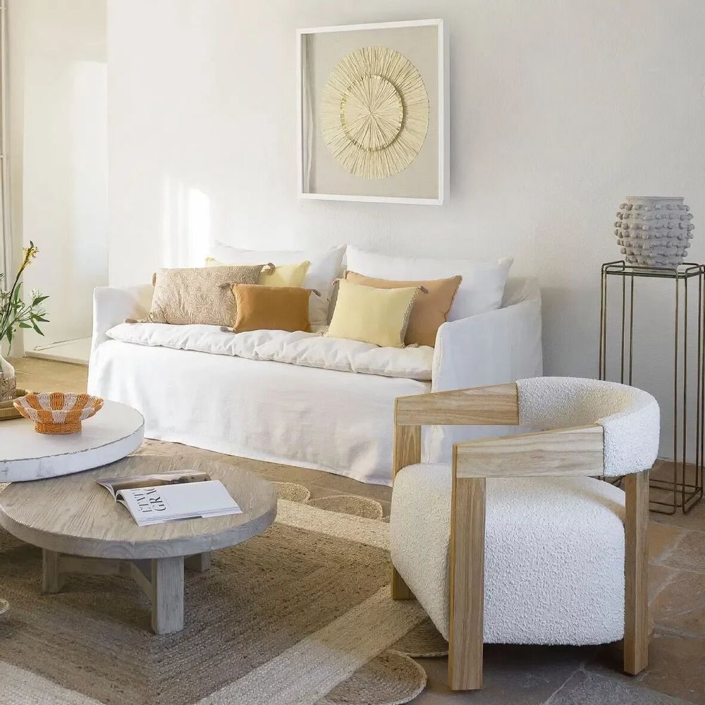 Fabric cushions - CHLOE cushion cover washed linen apricot 60x40 - BLANC D'IVOIRE