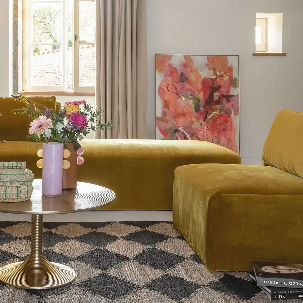 Ottomans - LOU saffron velvet pouf for LOU sofa 130x92x41 - BLANC D'IVOIRE