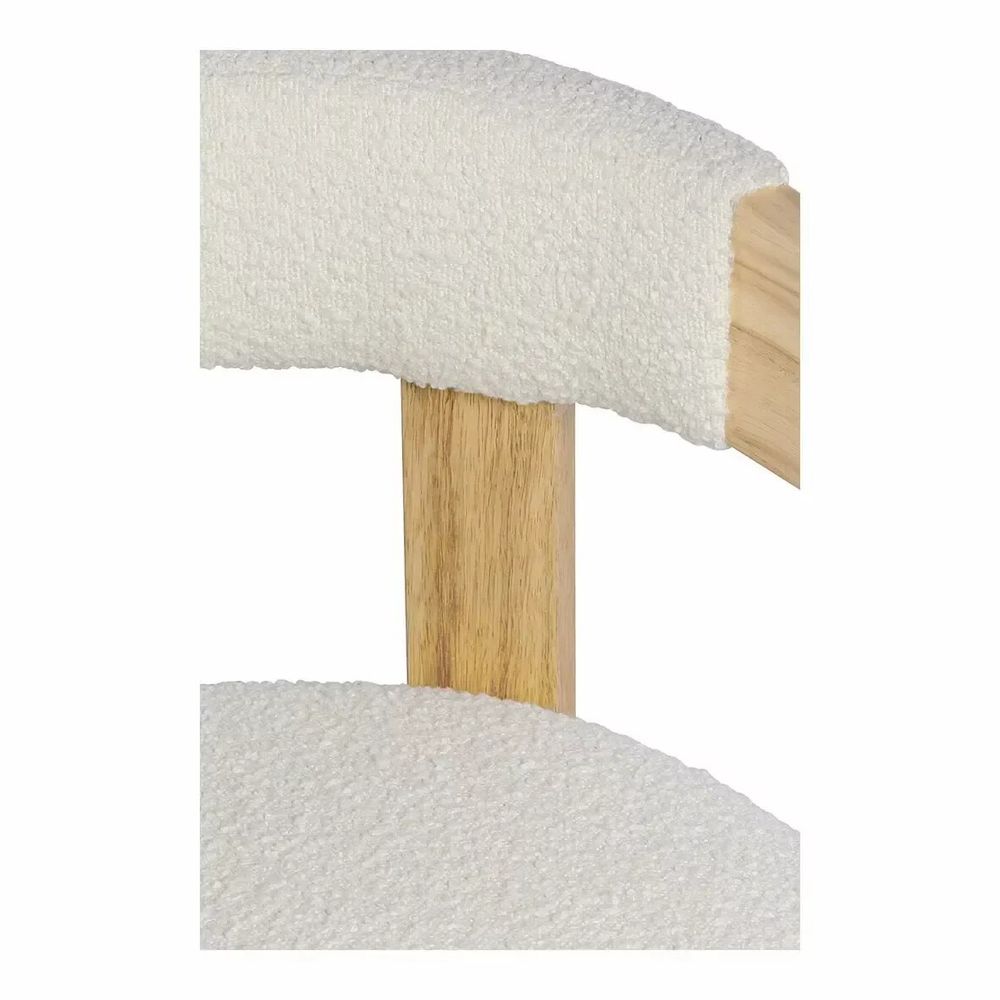 Fauteuils - Fauteuil ARSÈNE tissu bouclette crème hévéa finition bois blond 60x66x66 - BLANC D'IVOIRE