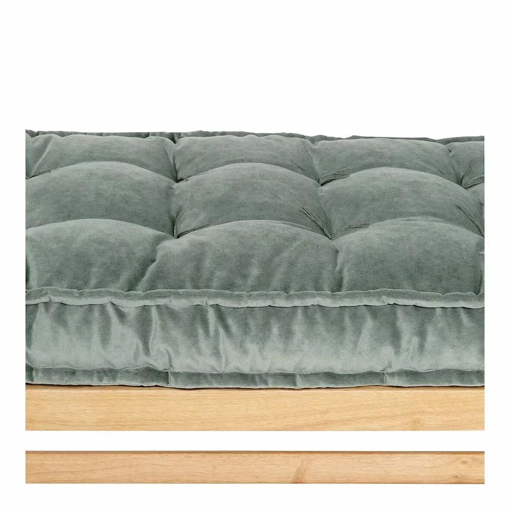 Benches - MENA bench verdigris velvet rubberwood blond wood finish 150x45x50 - BLANC D'IVOIRE