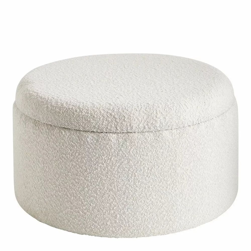 Poufs - Set 2 poufs RILA tissu bouclette crème dia 62x36,5 et 50x29 - BLANC D'IVOIRE
