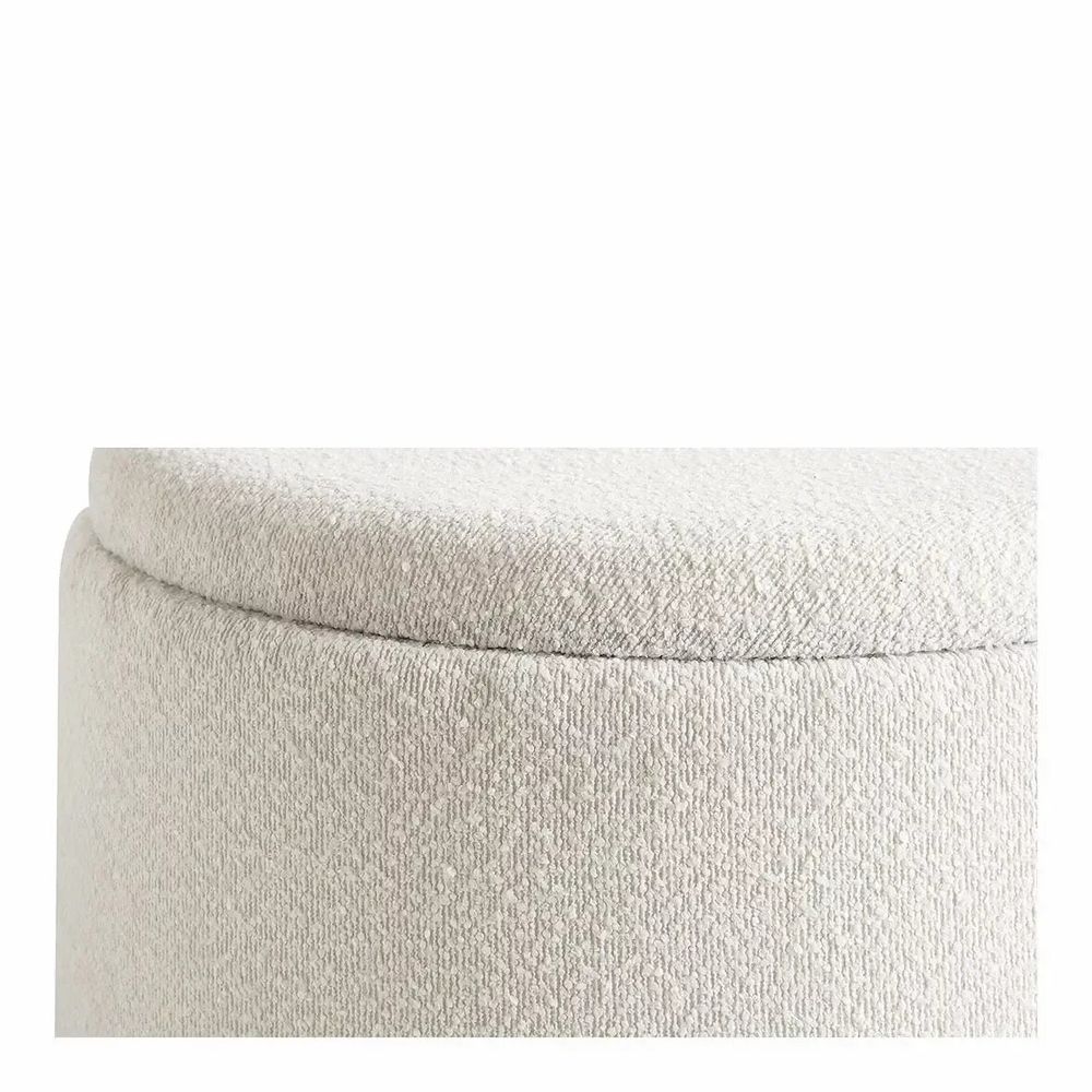 Poufs - Set 2 poufs RILA tissu bouclette crème dia 62x36,5 et 50x29 - BLANC D'IVOIRE