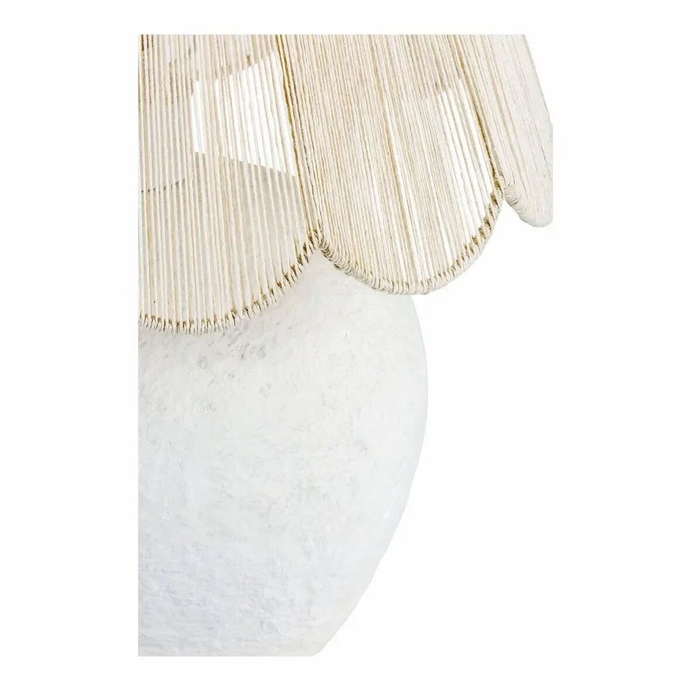 Lampes à poser - Lampe NORA papier mâché et AJ conique jute blanche dia 38x52 - BLANC D'IVOIRE