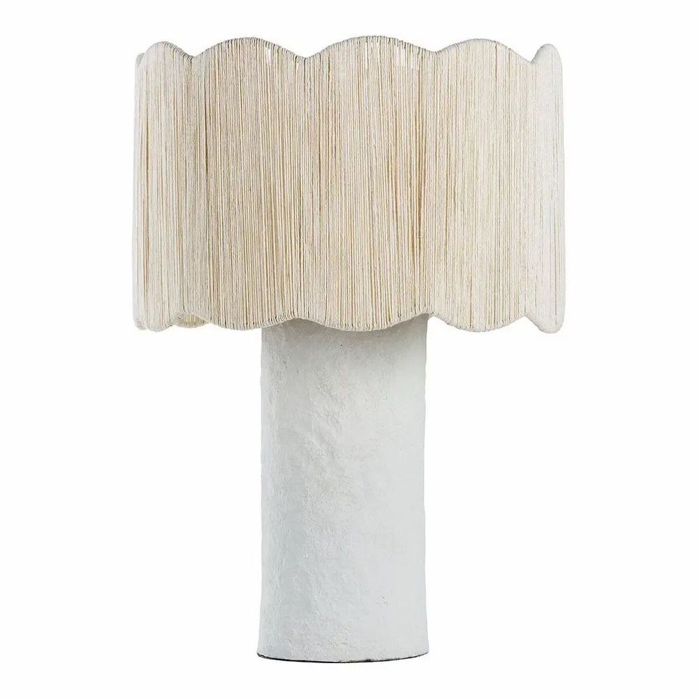 Lampes à poser - Lampe LEO papier mâché et AJ cylindrique jute blanche dia 32,5x46 - BLANC D'IVOIRE