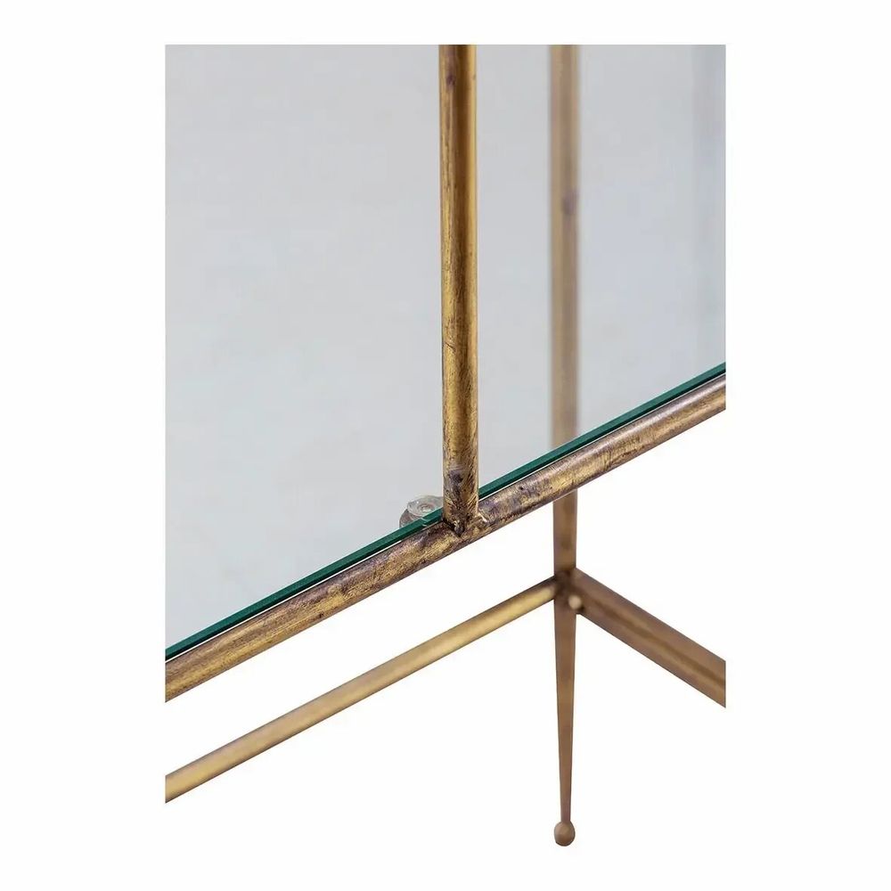 Bookshelves - ANATOLE bookcase glass and metal with golden brass finish 100x40x200 - BLANC D'IVOIRE
