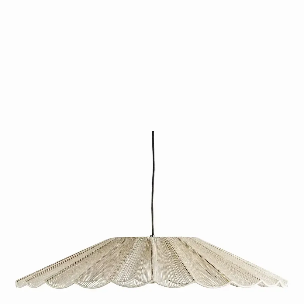 Suspensions - Suspension MARGUERITE jute blanche et métal dia 90x16 - BLANC D'IVOIRE