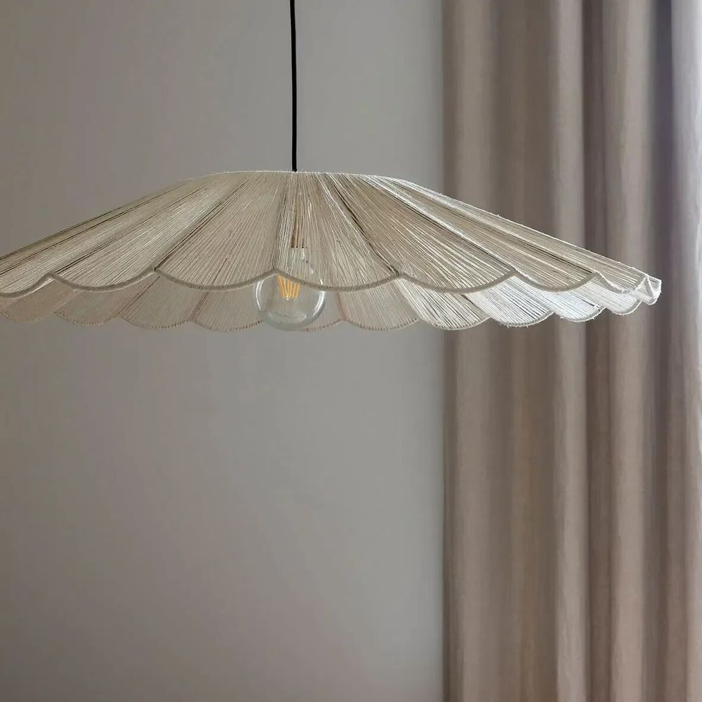 Hanging lights - MARGUERITE suspension white jute and metal dia 90x16 - BLANC D'IVOIRE