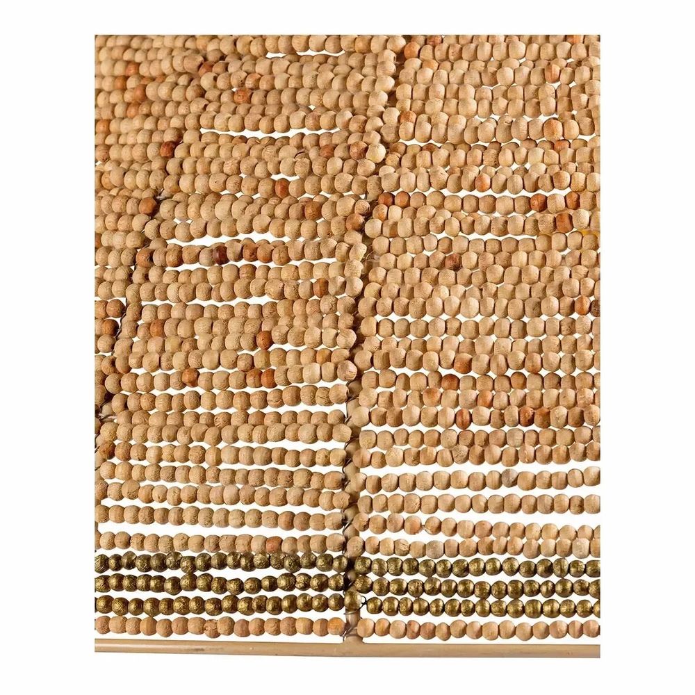 Hanging lights - GAYA suspension natural and golden wooden beads dia 65x26 - BLANC D'IVOIRE