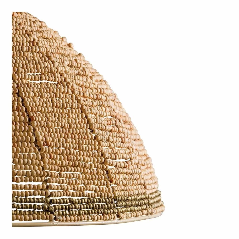 Hanging lights - GAYA suspension natural and golden wooden beads dia 65x26 - BLANC D'IVOIRE