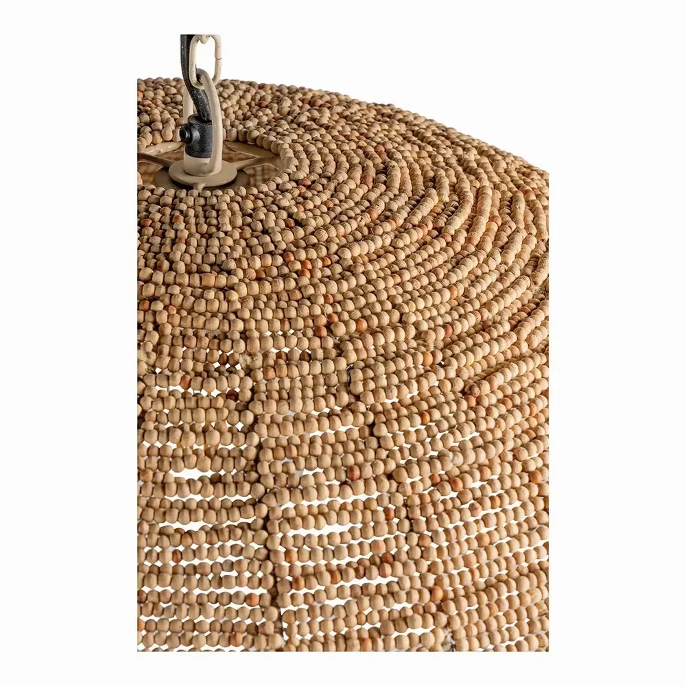 Hanging lights - GAYA suspension natural and golden wooden beads dia 65x26 - BLANC D'IVOIRE