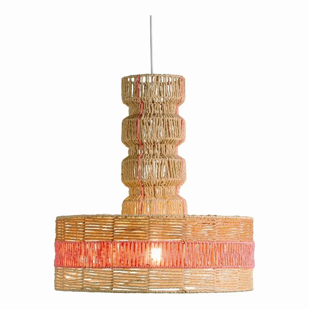 Hanging lights - HOKA pendant light non-electrified natural paper rope and coral dia 50.5x55.5 - BLANC D'IVOIRE