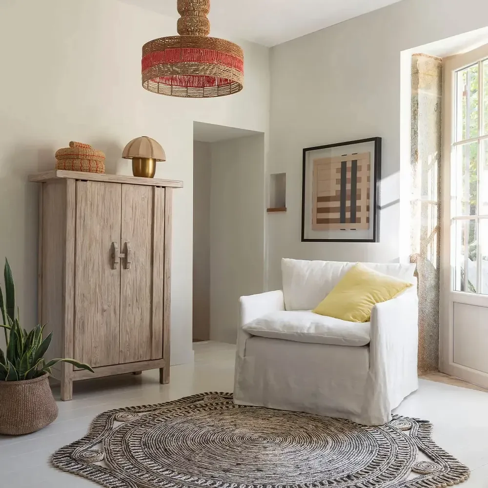 Hanging lights - HOKA pendant light non-electrified natural paper rope and coral dia 50.5x55.5 - BLANC D'IVOIRE