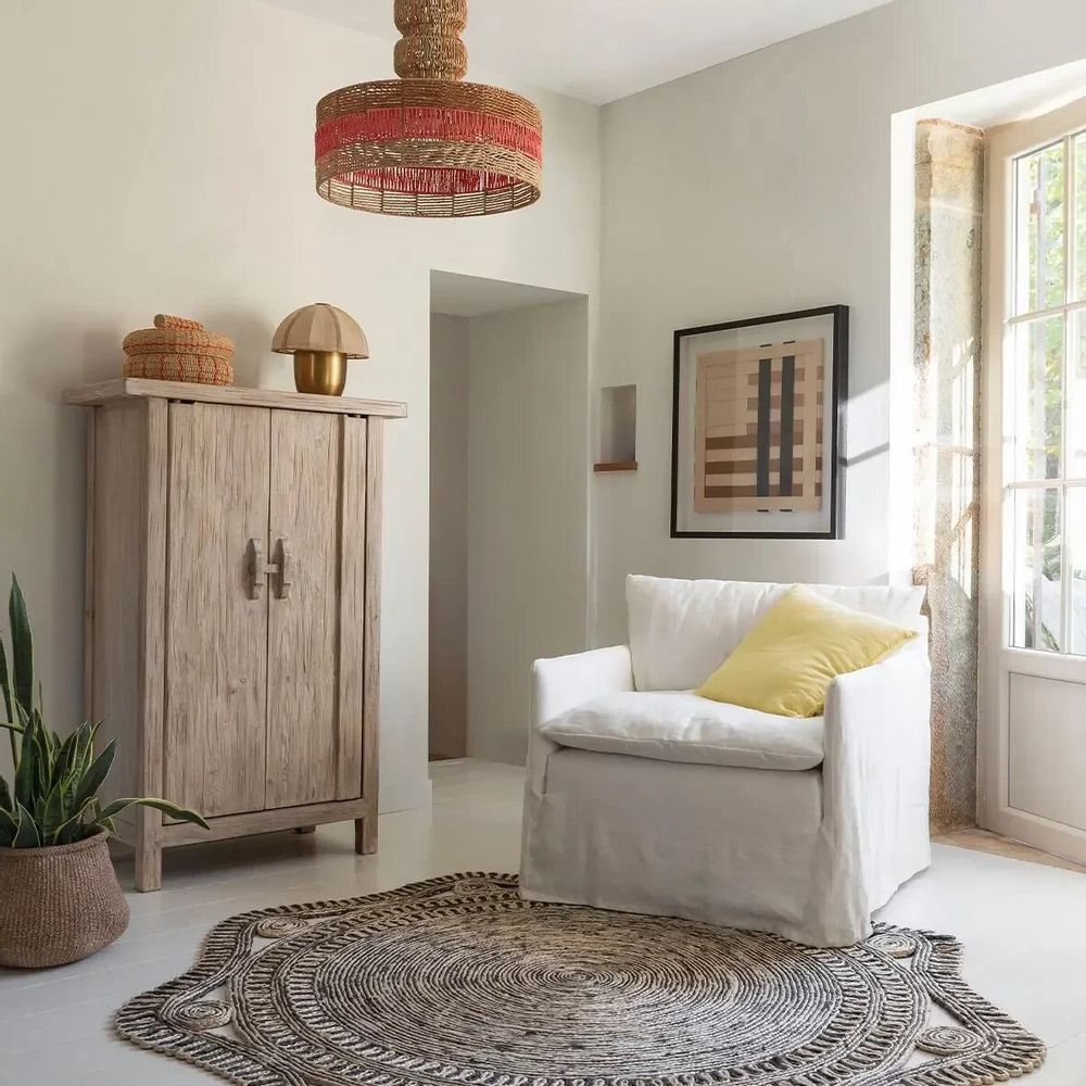 Hanging lights - HOKA pendant light non-electrified natural paper rope and coral dia 50.5x55.5 - BLANC D'IVOIRE