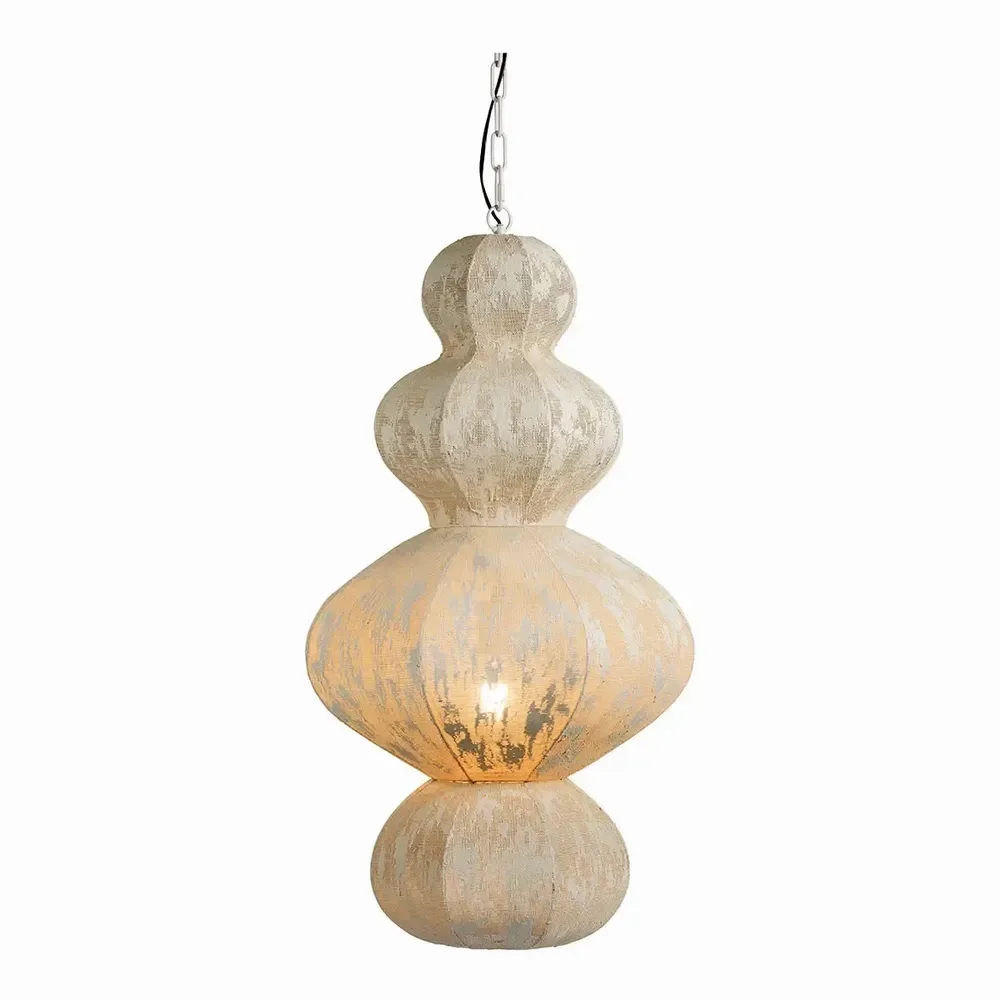 Suspensions - Suspension SORA métal et tissu mesh crème 49x49x84 - BLANC D'IVOIRE