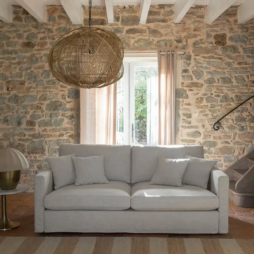 Hanging lights - NAKISHA natural rattan pendant light dia 65x48 - BLANC D'IVOIRE