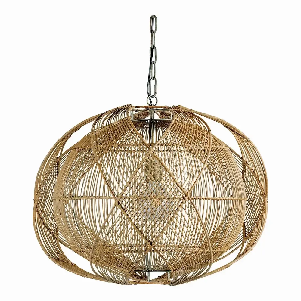 Hanging lights - NAKISHA natural rattan pendant light dia 65x48 - BLANC D'IVOIRE