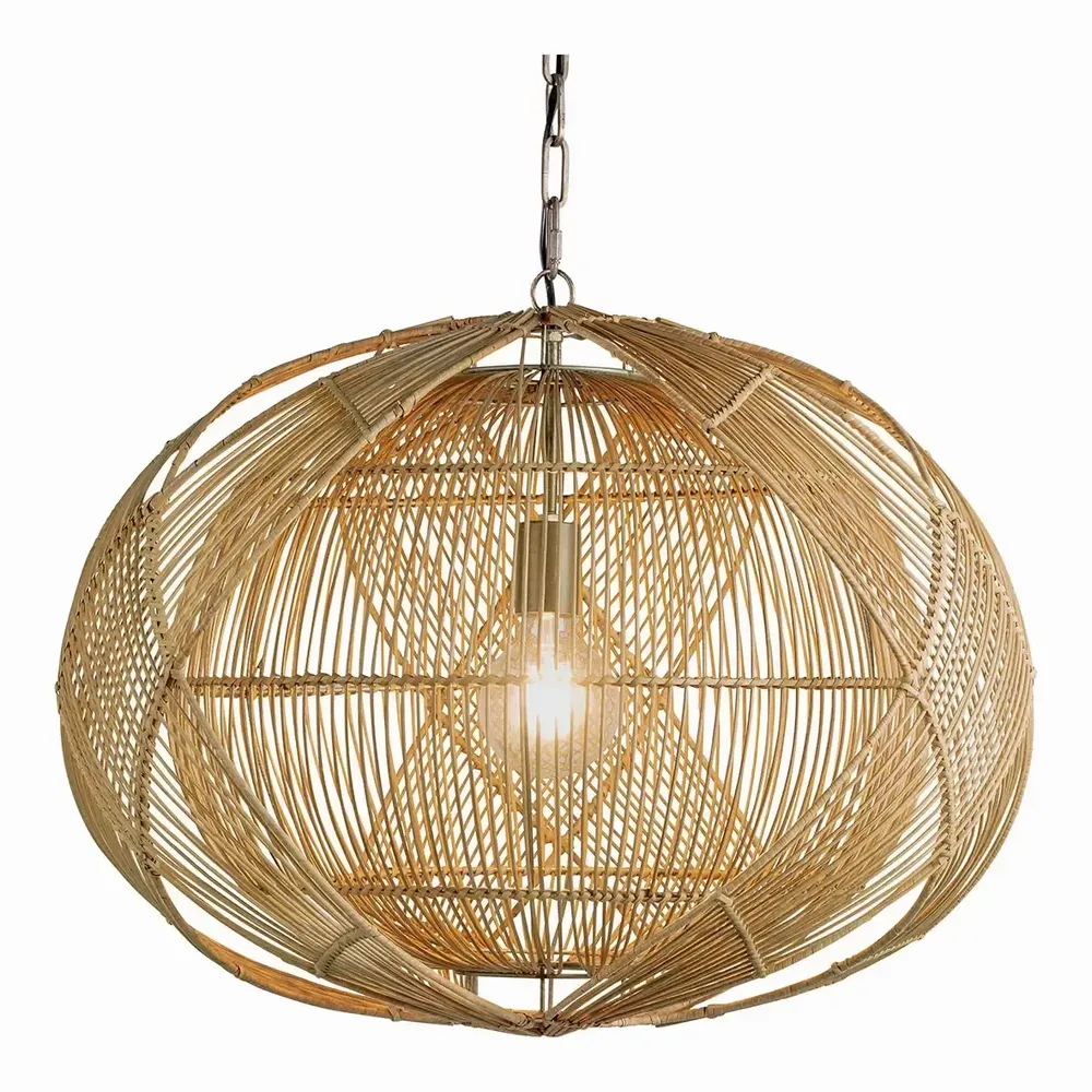 Hanging lights - NAKISHA natural rattan pendant light dia 65x48 - BLANC D'IVOIRE