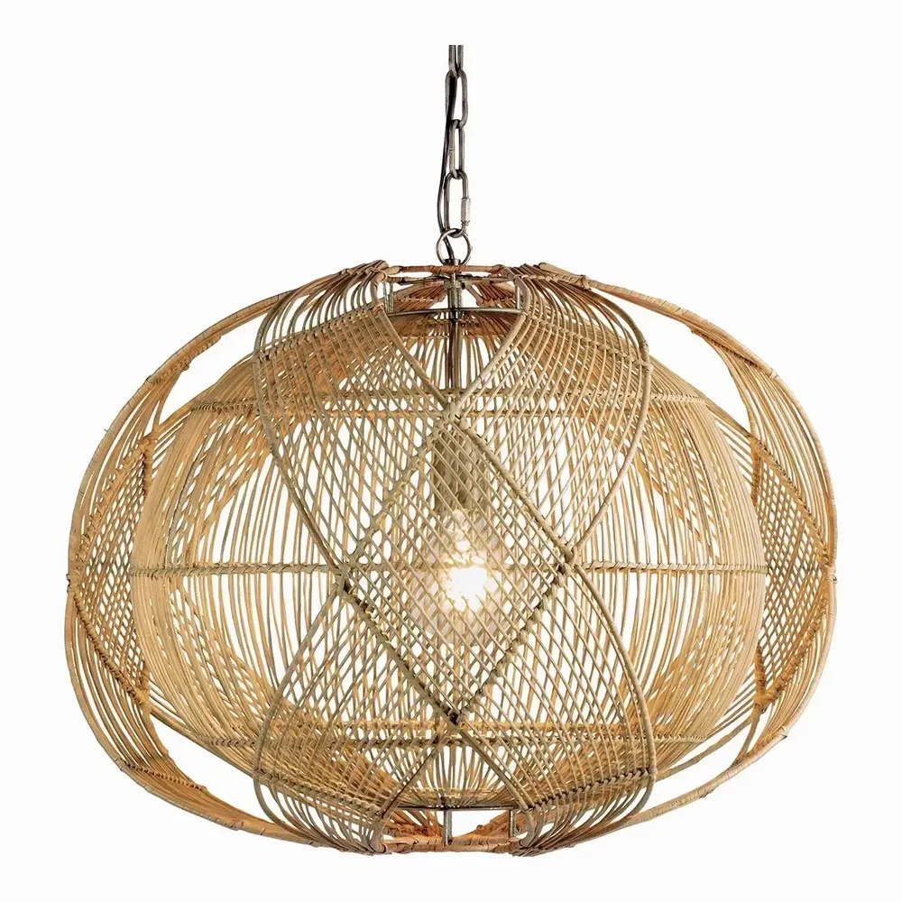 Hanging lights - NAKISHA natural rattan pendant light dia 65x48 - BLANC D'IVOIRE