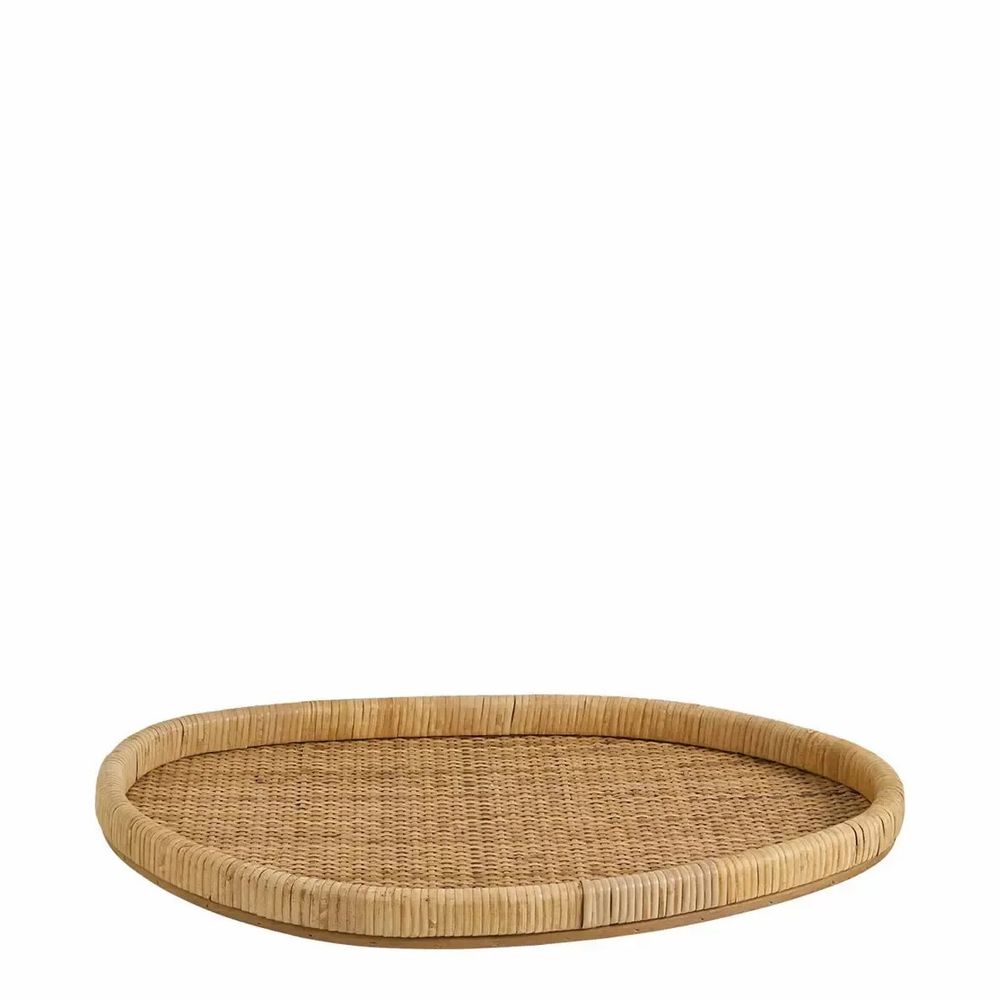 Decorative objects - Set of 3 GALIA natural rattan trays 60x40, 52.5x34.5 and 45.5x28 - BLANC D'IVOIRE
