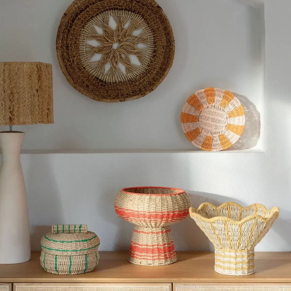 Decorative objects - Decorative cut HOKA natural paper rope and coral dia 33x28 - BLANC D'IVOIRE