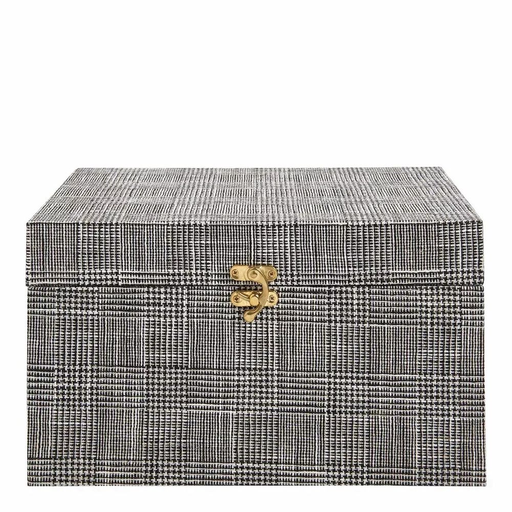 Objets de décoration - Set de 3 boîtes GABIN tissu noir et blanc 35x25x20 - BLANC D'IVOIRE