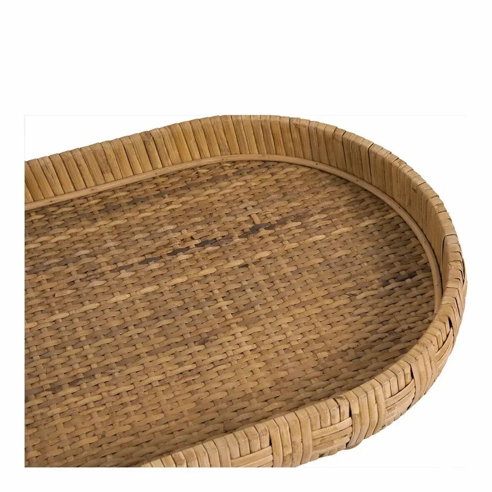 Decorative objects - Set of 2 ELYA natural rattan trays 54x26 and 46x21 - BLANC D'IVOIRE