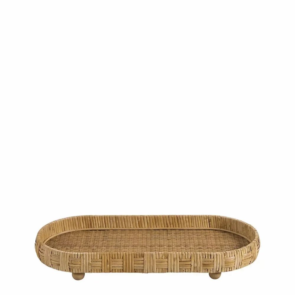 Decorative objects - Set of 2 ELYA natural rattan trays 54x26 and 46x21 - BLANC D'IVOIRE