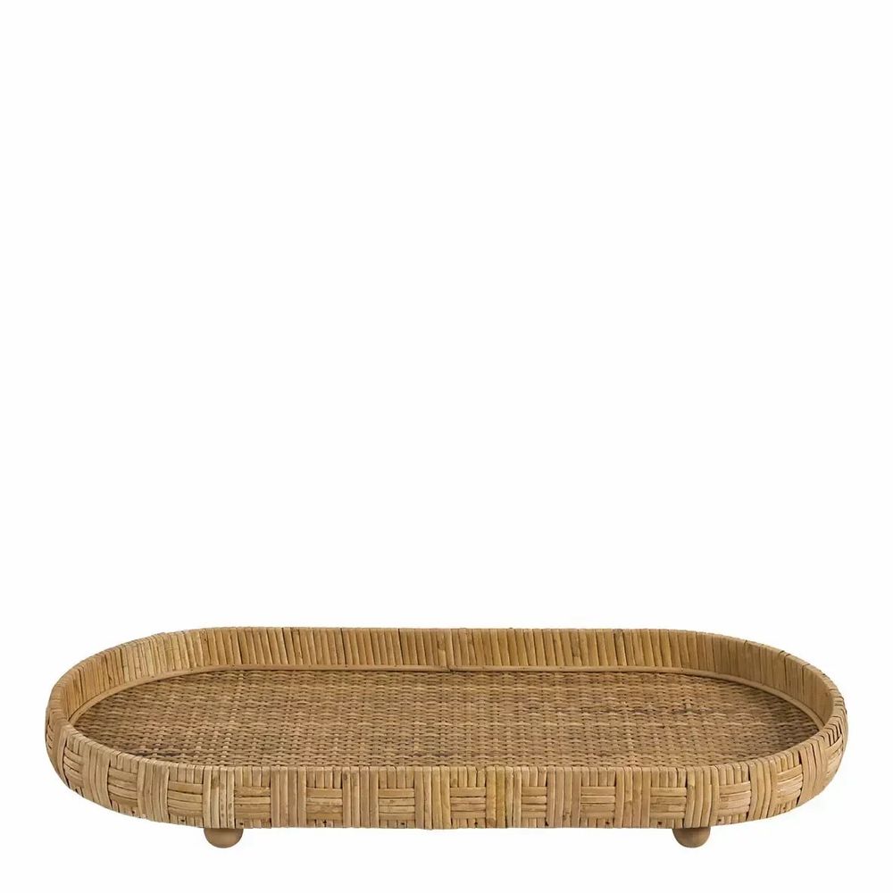 Decorative objects - Set of 2 ELYA natural rattan trays 54x26 and 46x21 - BLANC D'IVOIRE
