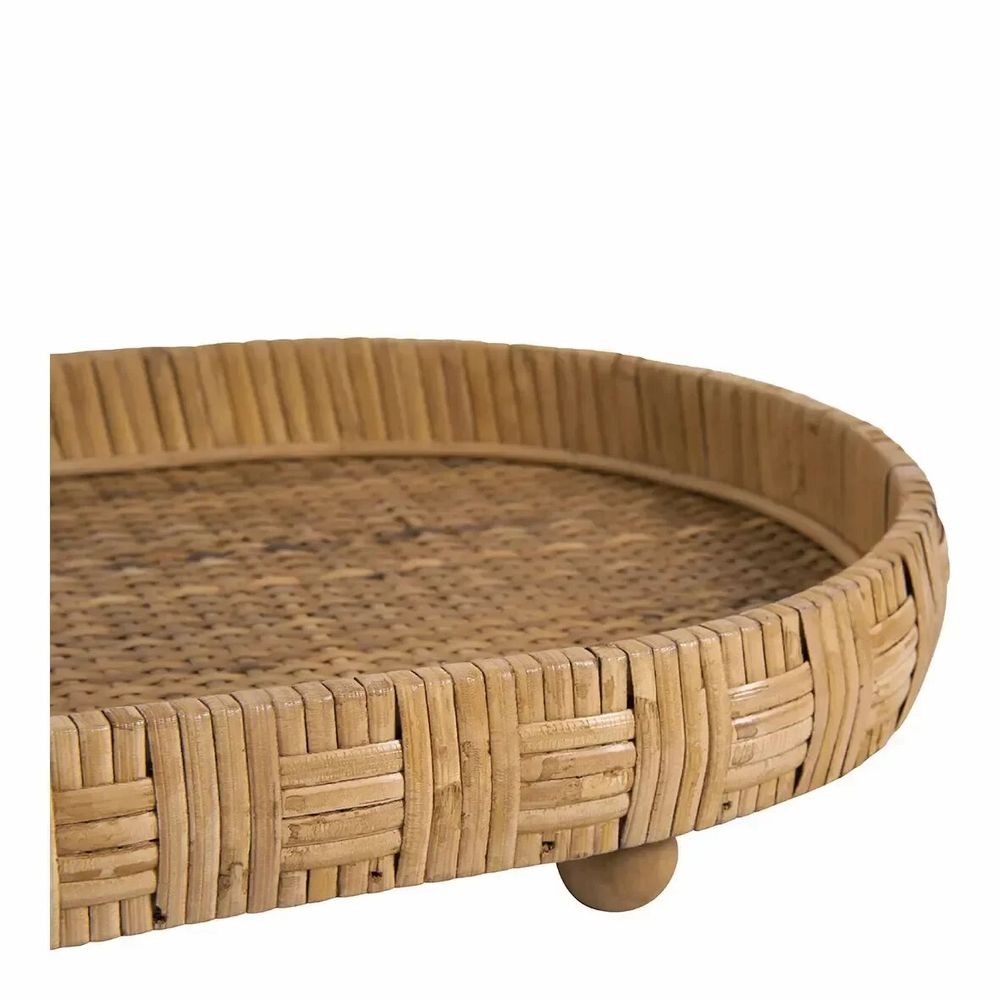 Decorative objects - Set of 2 ELYA natural rattan trays 54x26 and 46x21 - BLANC D'IVOIRE