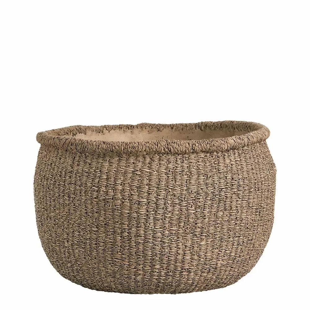 Baskets - CIKA beige cement plant pot - Small model - 39x37x24 - BLANC D'IVOIRE