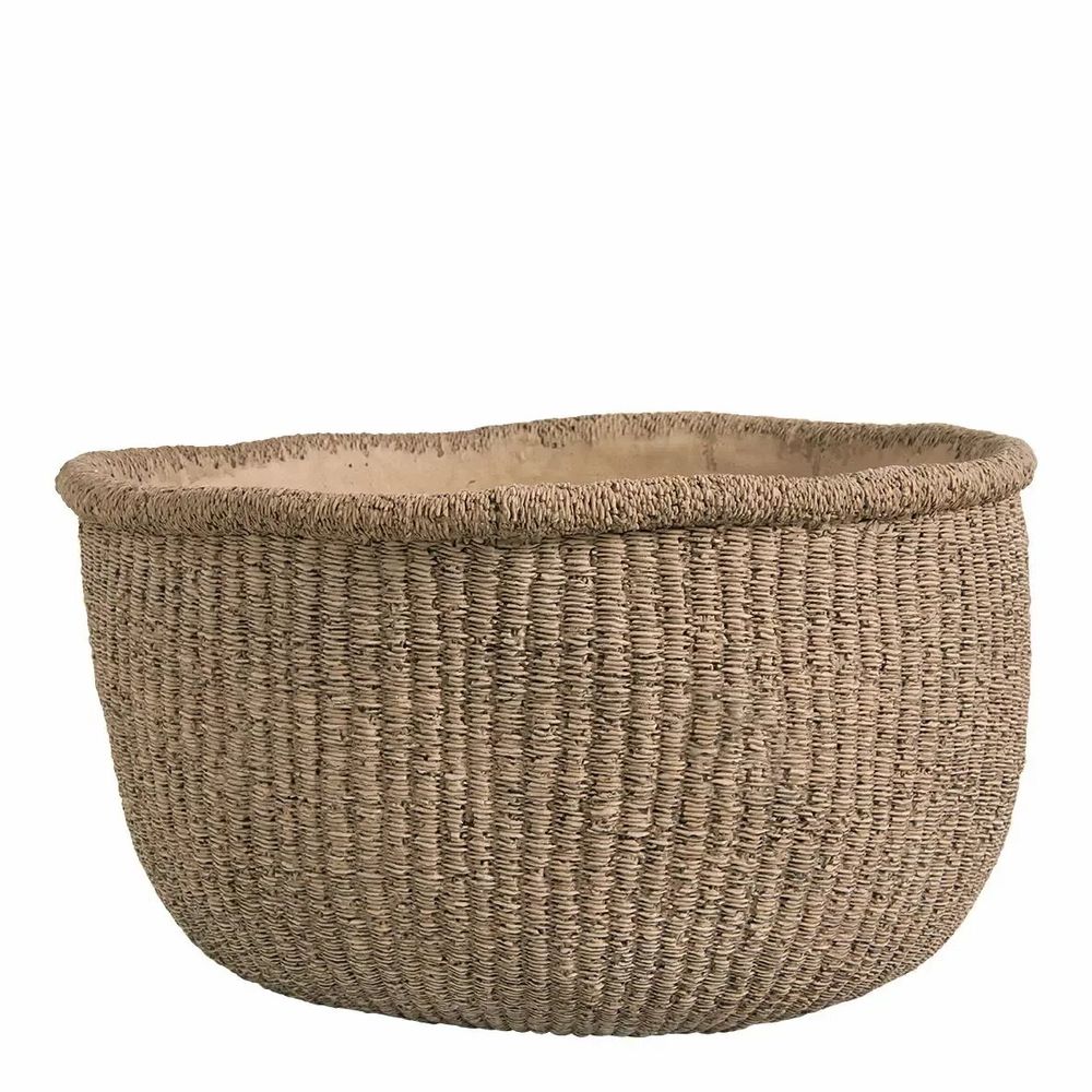 Baskets - CIKA beige cement plant pot - Large model - 44x43x24.7 - BLANC D'IVOIRE
