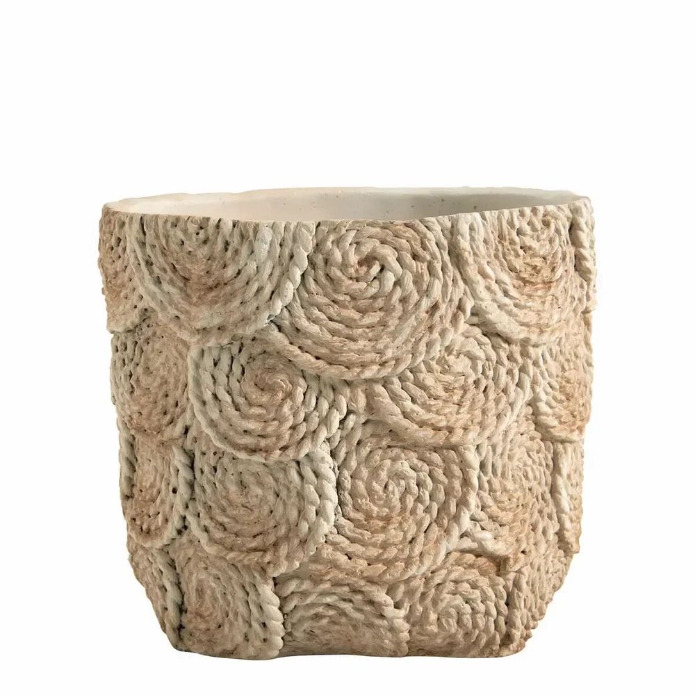Baskets - OSA cream cement plant pot - Small model - 21x20.5x18.5 - BLANC D'IVOIRE