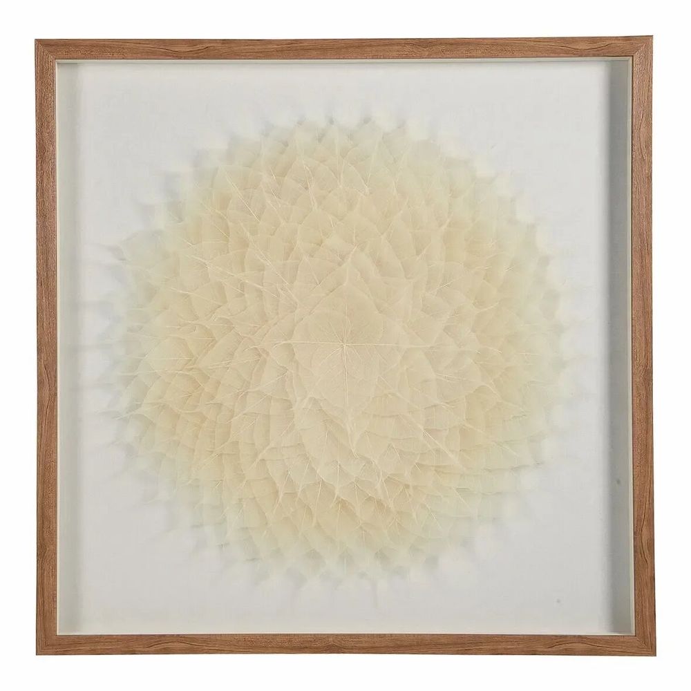 Tableaux - Décoration murale FLEUR feuilles écrues 80x80 - BLANC D'IVOIRE