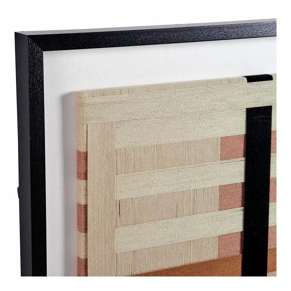Tableaux - Décoration murale QUADRA corde de coton beige marron et noir 60x60 - BLANC D'IVOIRE
