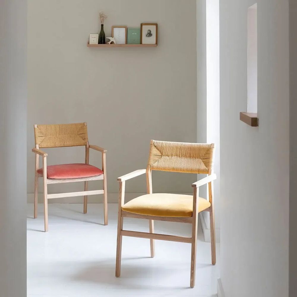 Chairs - PALOMA chair raspberry ash velvet blond wood finish 60.5x54x87 - BLANC D'IVOIRE