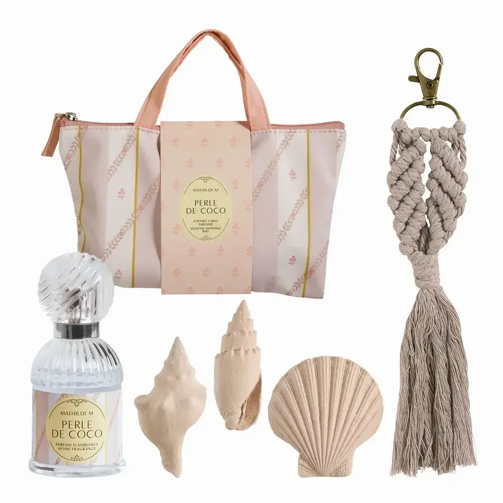 Coffrets et boîtes - Cabas coffret parfum d'ambiance et décors Bain de Soleil - Perle de Coco - MATHILDE M.